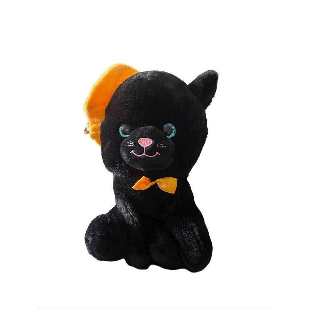 Calplush Black Yellow Witch Hat Twilight The Cat Plush Stuffed Animal 14"